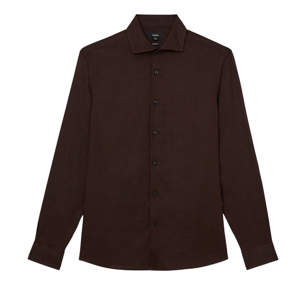REISS Ruban Linen Cutaway-Collar Regular-Fit Shirt